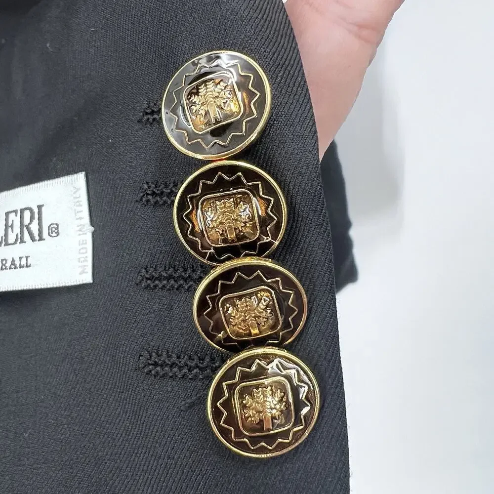 Pal Zileri Black 100% Wool Double Breasted Sport Coat Suit Blazer Mens 54 R - Picture 4 of 13